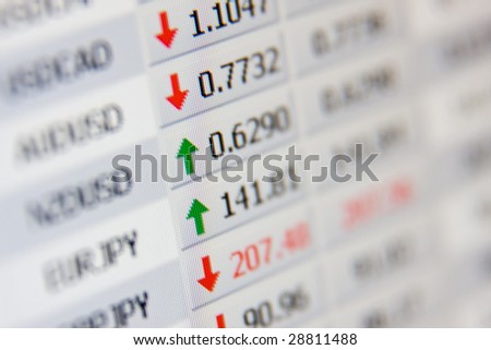 LCD closeup shot shows stock rates.
