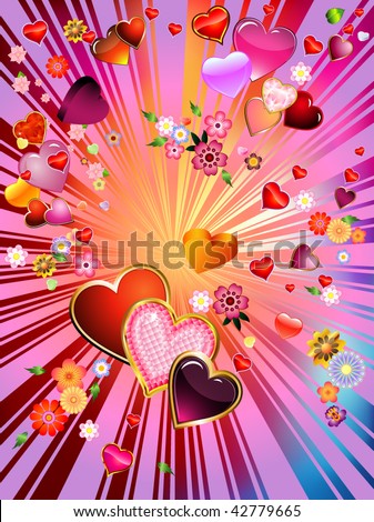 pictures of hearts and flowers. stock vector : an explosion of hearts and flowers = valentine's day!