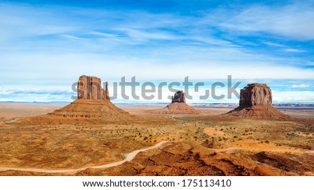 Classic View Of Monument Valley Tribal Park, Arizona.