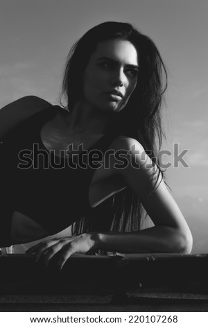Sexy Lady Model in Photo Shoot. Captured in Black and White