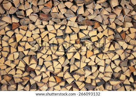 The woodpile. Village background. Village life. Preparing for winter.