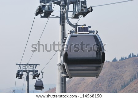 8-passenger gondola lift in Chimbulak Ski Resort, Kazakhstan near Almaty