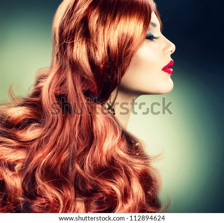 Red Hair.Fashion Red Haired Girl Portrait.Hair Extension