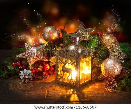 Christmas Scene. Holiday Greeting Card Design