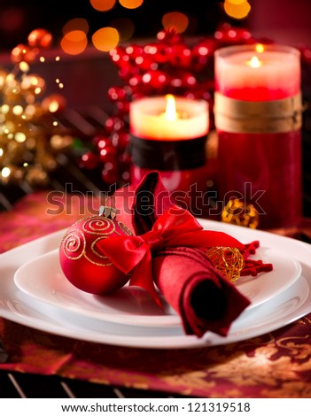 Christmas Table Setting. Holiday Decorations. Decor. New Year Celebration