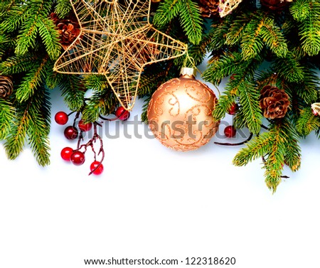 Christmas Decoration. Holiday Decorations Isolated on White Background