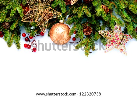 Christmas Decoration. Holiday Decorations Isolated on White Background