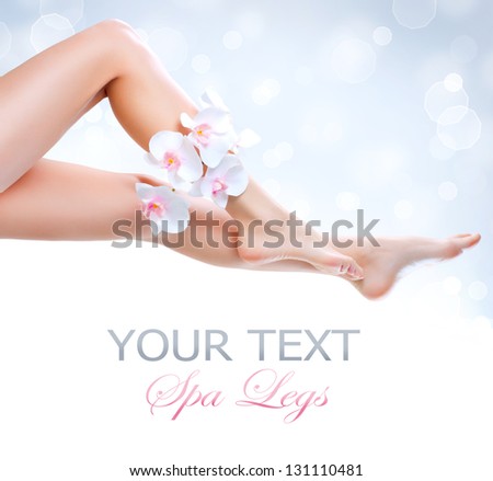 Healthy Legs. Spa. Long woman legs isolated on white. Skincare. Depilation. Epilation