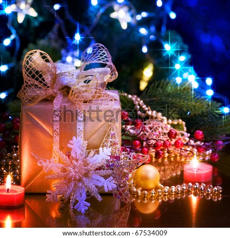 Christmas and New Year Decoration over black