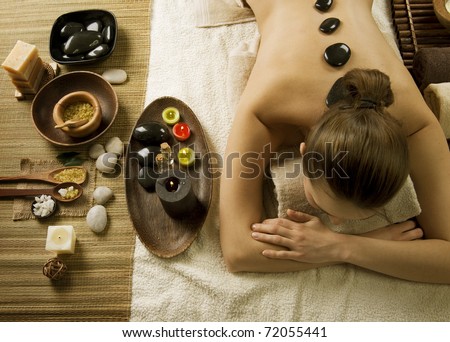 Spa Woman.Hot Stones Massage
