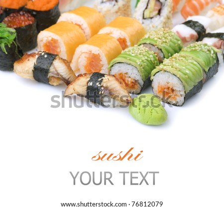 Different Sushi and rolls border