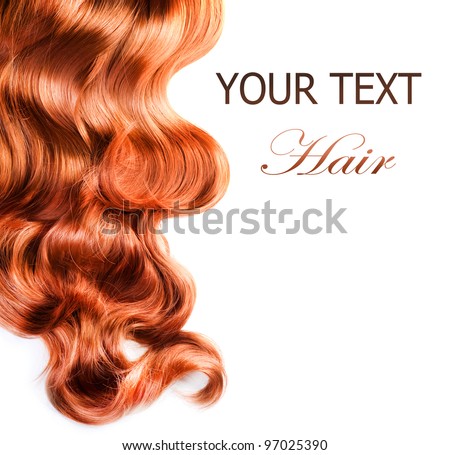 Curly Red Hair over white