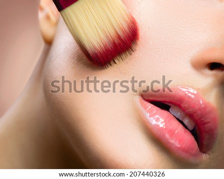 Makeup Applying. Foundation for Perfect Makeup. Apply Make-up. Cosmetic