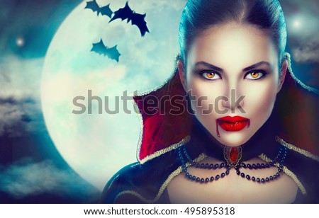 Premium Vector  Portrait of beautiful female vampire. elegant
