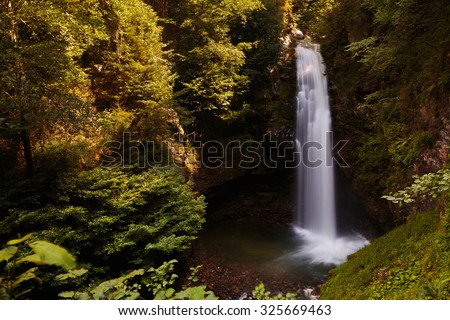 Pokut Waterfall in the forests of Black Sea region (Karadeniz ) in Turkey country,