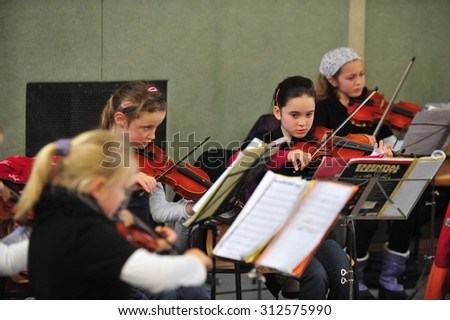 Mainz, Germany - December 13, 2011: Musical education in german primary school as a important part of education and integration