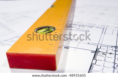 photo of the level meter and house plans