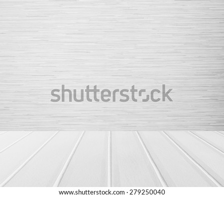 White wood wall and white wood floor