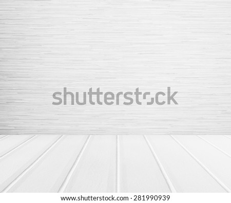 White wood wall and white wood floor
