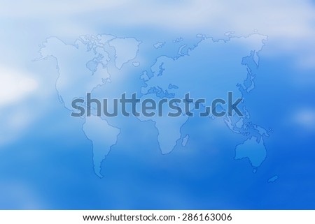 map of the world on sky background.