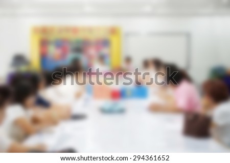 blurred conference teacher Room.