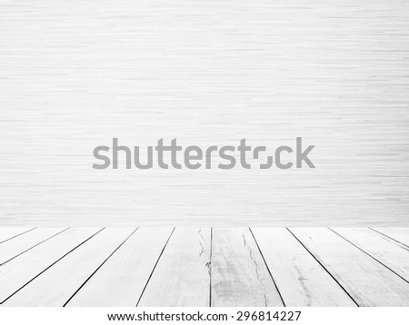 White old wood floor with white wood wall.