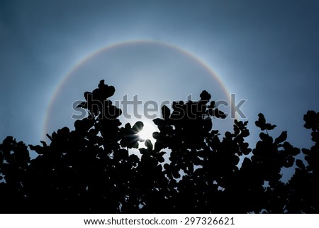 blurred of beautiful sun halo at phenomenon in thailand.