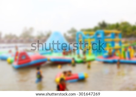 Blurred water park with feature colorful