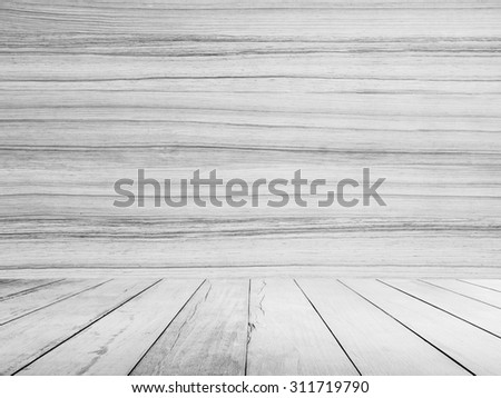 Interiors of white wooden texture background with old wooden floor.