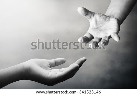 Hand for the opportunity and support. helping misery,wanting to help. Empty female open hand holding. The concept of aid. Open palm hand gesture of female hand.