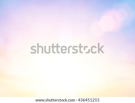 Pastel blur heaven clouds sky background. Soft focus blue sky white sunlight day time background. Abstract blurred of sunlight. Open view out windows. Cyan gradient backdrop. Blurry nature summer.