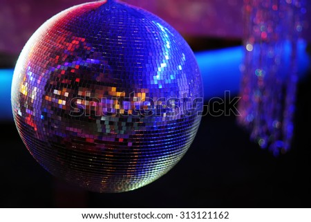 Disco ball at nightclub. Party background. Selective focus