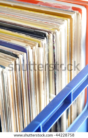 Vinyl LP Record Collection in Crate. This is a popular choice for DJs to store their music