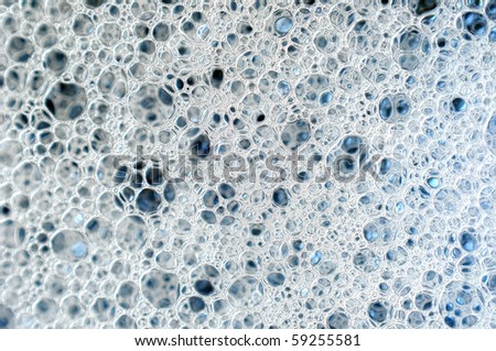 A closeup macro  texture of soap sud bubbles