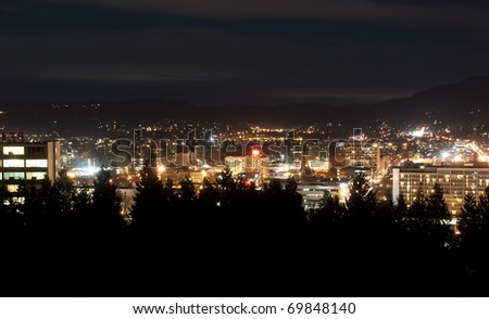 City at night. This photograph was taken on a mountain in Eugene, Oregon.