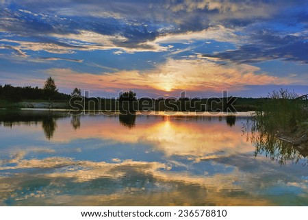 Landscape - twilight on the lake