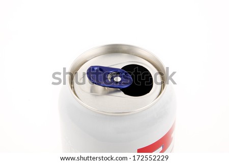 Open aluminum can of beer