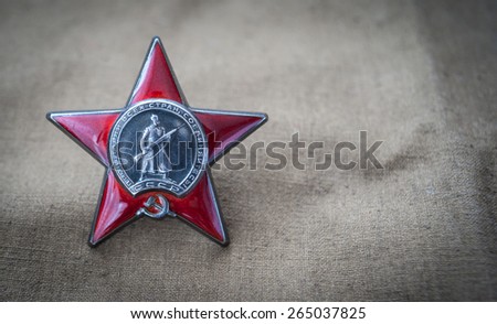 Order of the Red Star. Still life dedicated to Victory Day. space for inscriptions