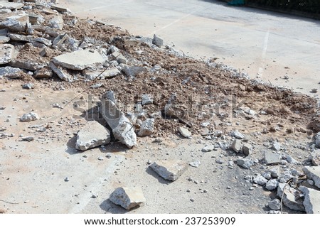 construction and demolition debris at construction site