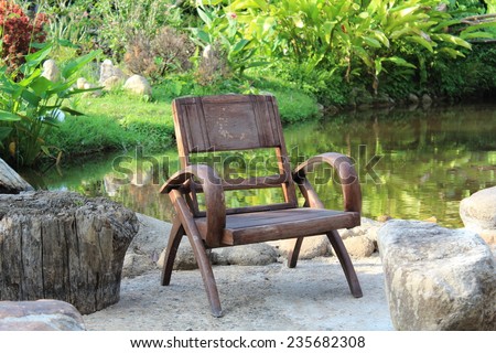 Old wooden chair in the park