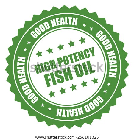 green high potency fish oil good health sticker, badge, icon, stamp, label isolated on white