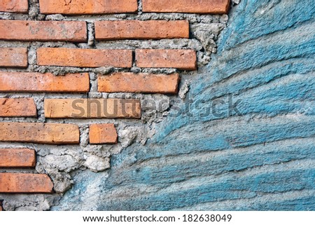 Decorative concrete wall plaster and brick wall texture