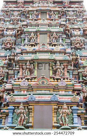 Colorful sculpture of indian temple