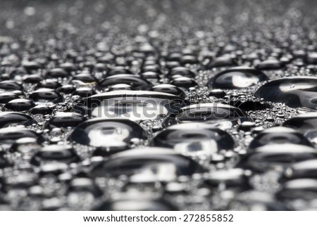 Water droplets on metal - a beautiful unusual texture