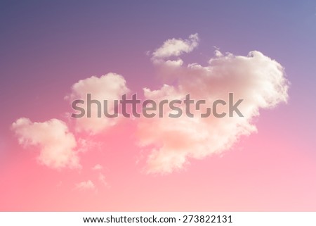 Single  beautiful cloud in pink sky