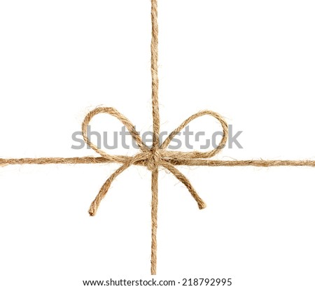 string or twine tied in a bow isolated on white background