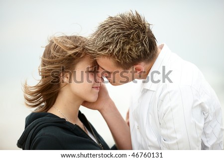 two young lovers kissing