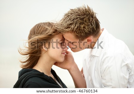 two young lovers kissing