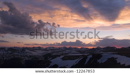 Sunset over the Never Summer Mountains from Trail Ridge - Rocky Mountain National Park