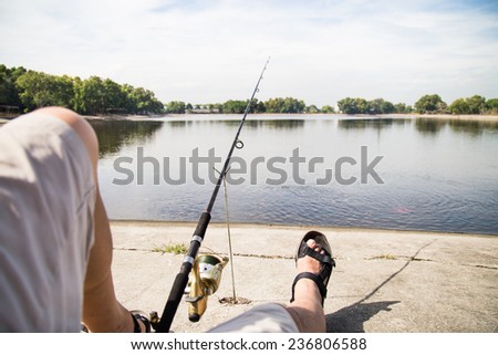 Recreational fishing in a serene lake